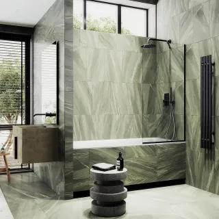 Шторка на ванну MaybahGlass MGV-144-6у 64см чёрный